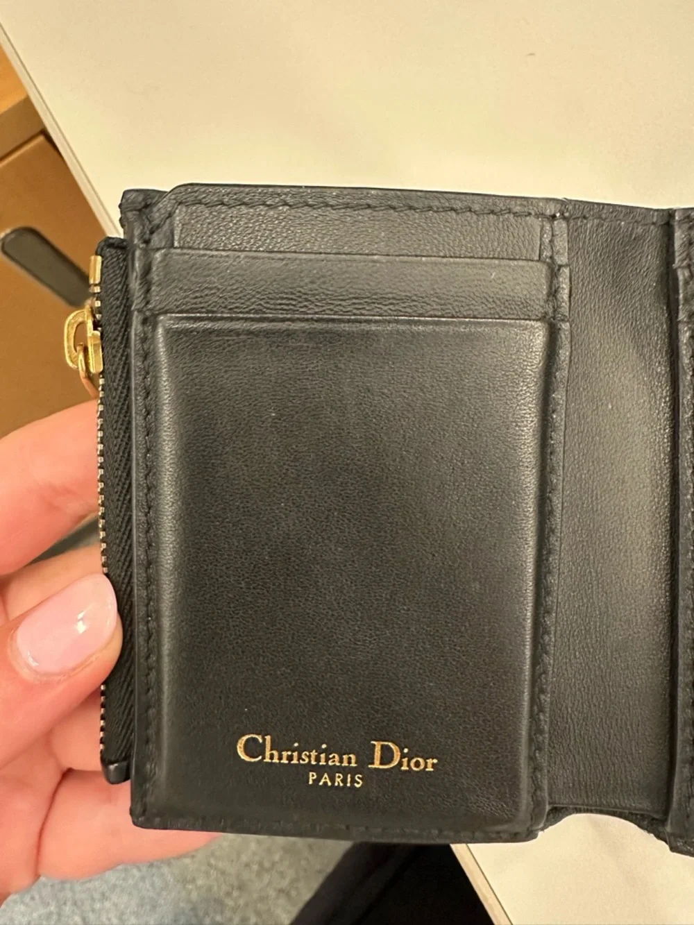 Dior Saddle Lotus Wallet Black Grained Calfskin